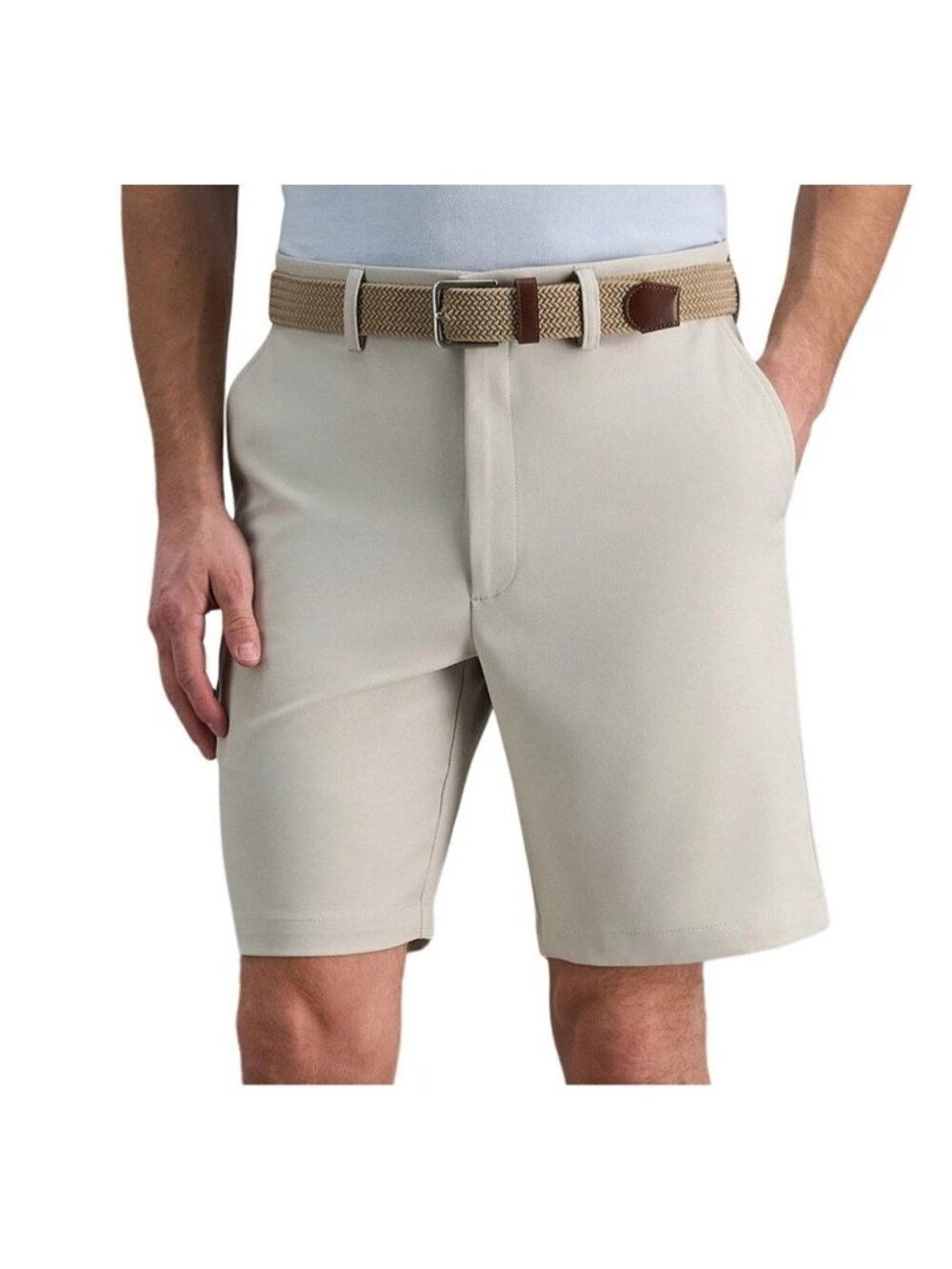 NWT Haggar Men's Size 34 Performance Short Light Beige Stretch Fabric